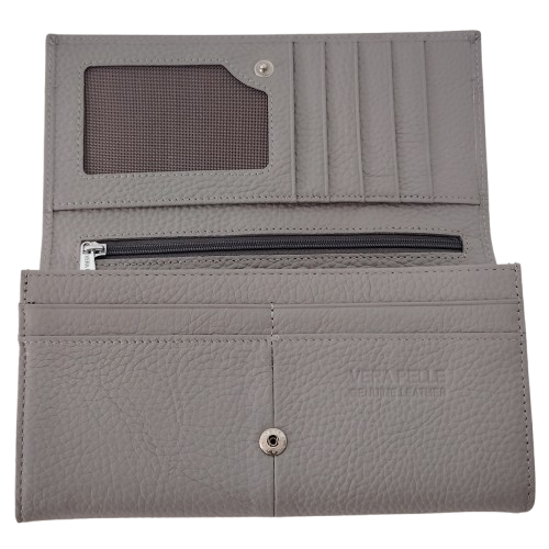 Portofel dama din piele naturala Q1857, culoarea gri