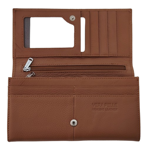 Portofel dama din piele naturala Q1857, culoarea maro