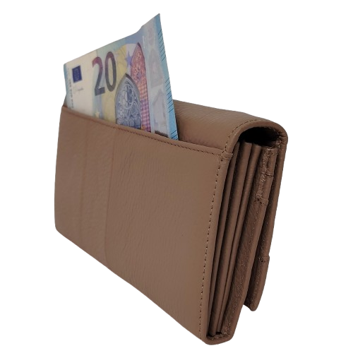 Portofel dama din piele naturala Q1857, culoarea maro soil