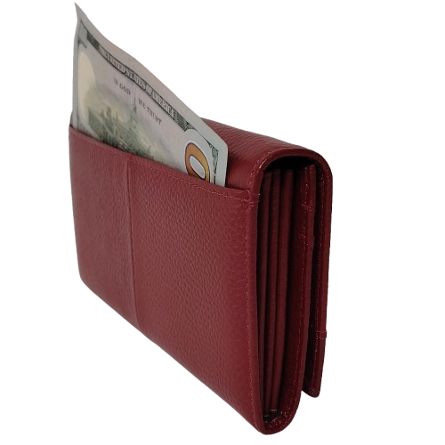 Portofel dama din piele naturala Q1857, culoarea rosu