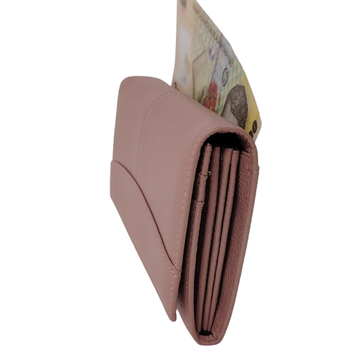 Portofel dama din piele naturala Q1857, culoarea roz
