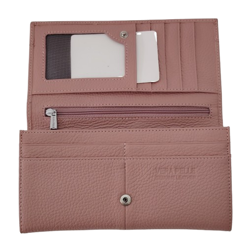 Portofel dama din piele naturala Q1857, culoarea roz