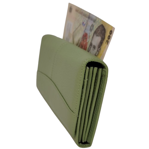 Portofel dama din piele naturala Q1857, culoarea verde