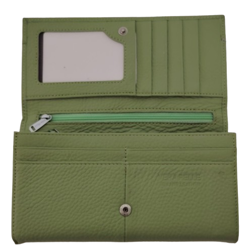 Portofel dama din piele naturala Q1857, culoarea verde